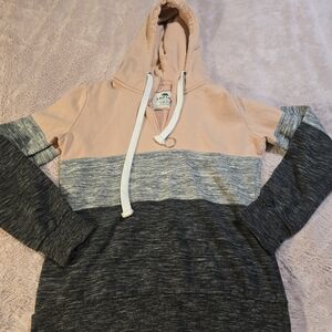 Reflex Pink and Gray Colorblock Hoodie